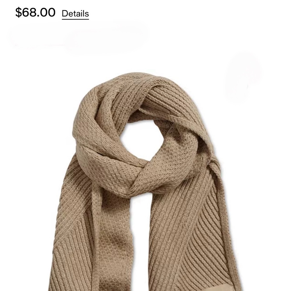 Calvin Klein Tan Ribbed Knit Scarf